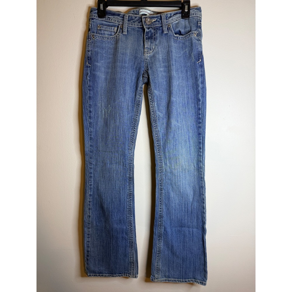 Aéropostale Womens 3/4 Low Rise Bootcut Flare Jeans Y2K Blue Stretch Denim
